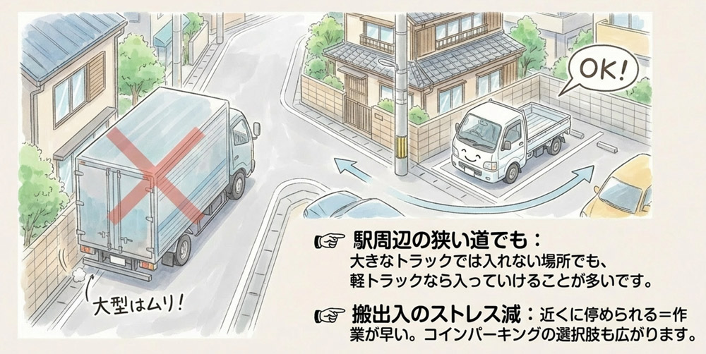 小回りが利いて「停めやすい」「入りやすい」