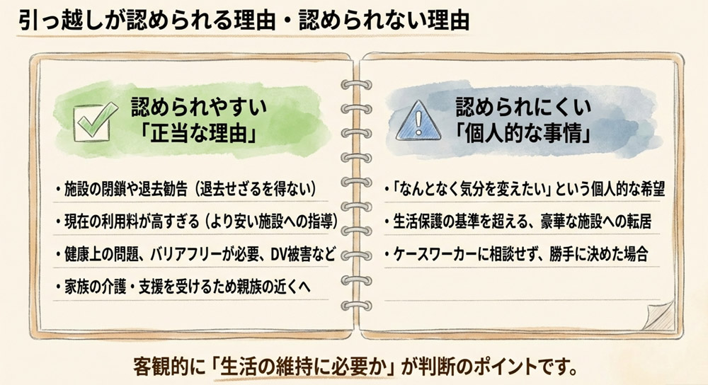 転居が認められるケースと認められにくいケース