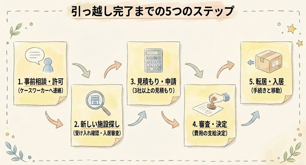 施設間の引っ越し手続きの流れ