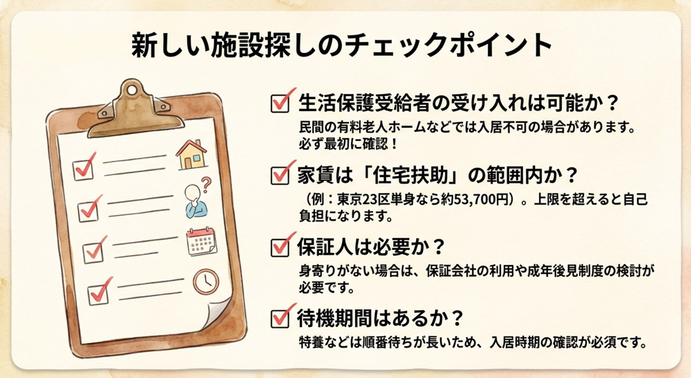 新しい施設を探す際のチェックポイント