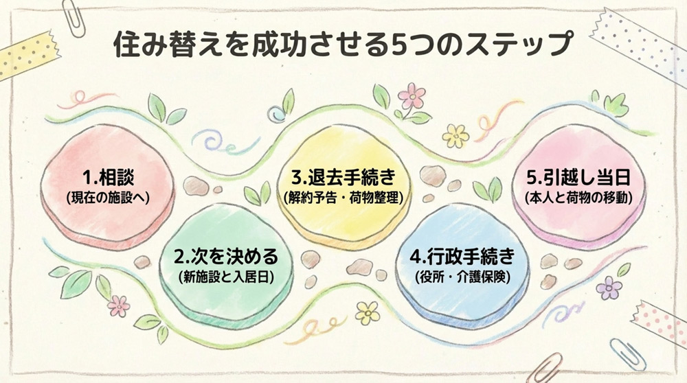 施設間の引っ越しの手順(5つのステップ)
