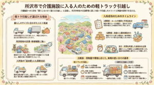 所沢市で介護施設(老人ホーム・サ高住)に入る人のための軽トラック引越し