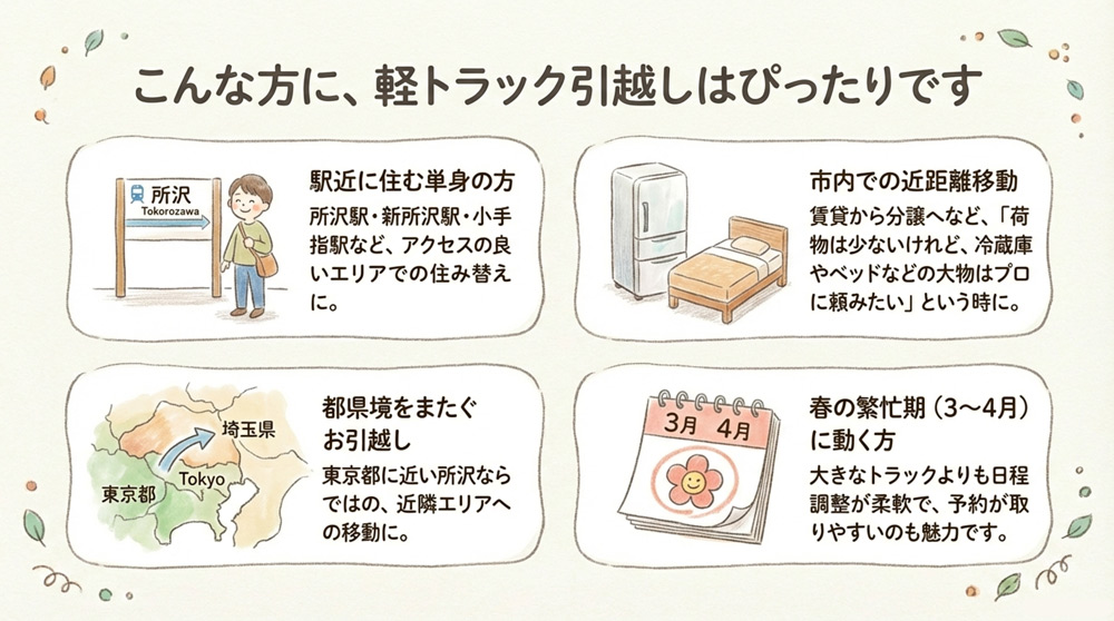 所沢市で軽トラック引越しを検討する人はどんな人?