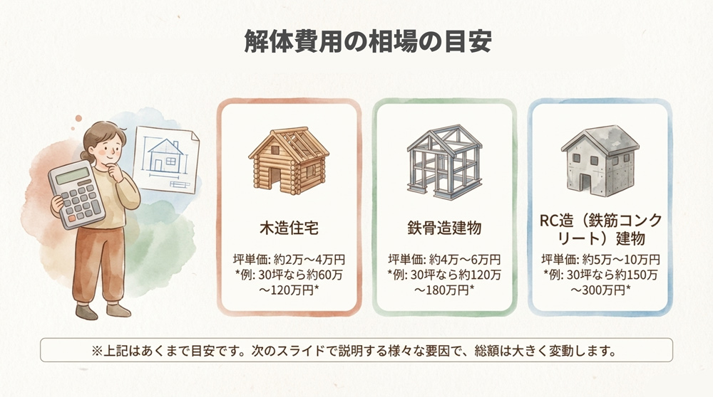 解体費用の相場(構造別の目安)