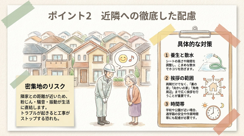 近隣への事前周知と配慮