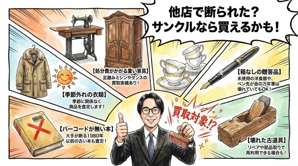 「他店で断られたもの」も買取できる可能性があります!