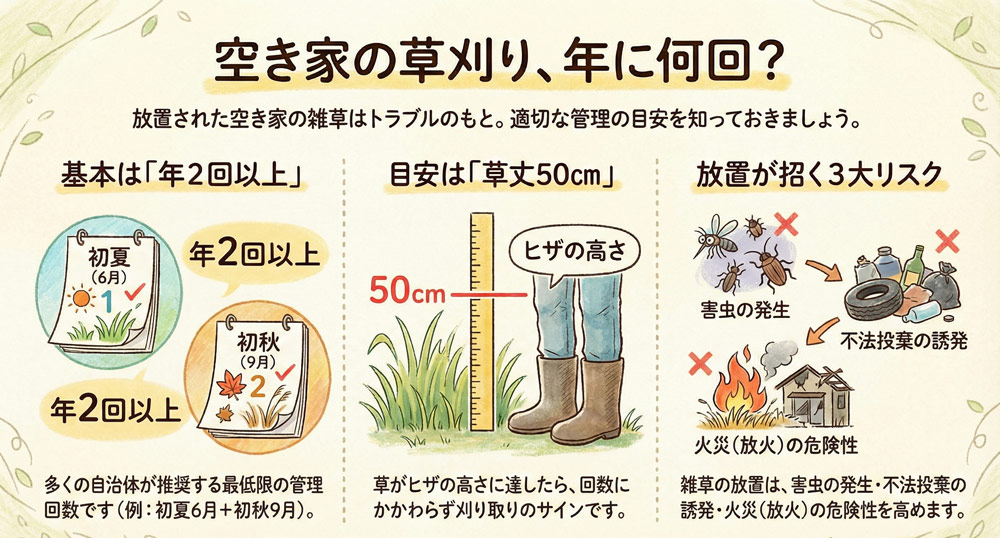 空き家の草刈りは年に何回が目安ですか？