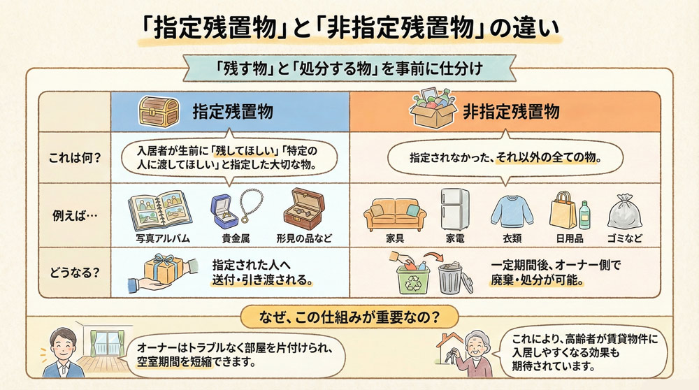 「指定残置物」と「非指定残置物」の違いとは