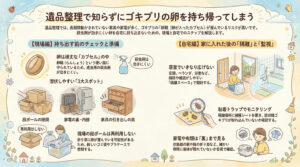 遺品整理で「知らずにゴキブリの卵を持ち帰ってしまう」ケースを解説します