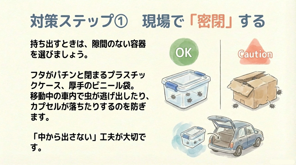 密閉して持ち出す