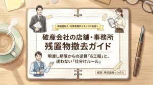 破産会社の店舗・事務所の残置物撤去|明渡し期限までの6工程と仕分け方
